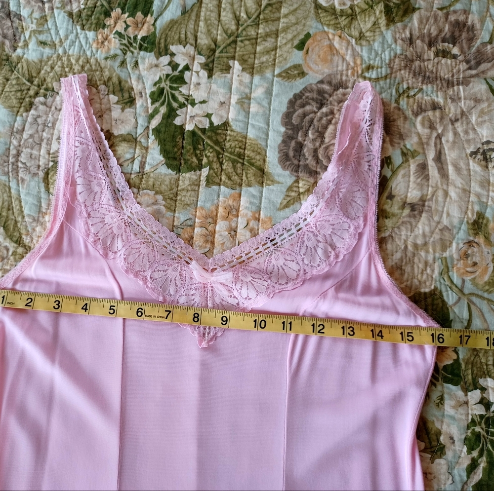 Vintage 80s Slip Dress With Lace Trim, Size S - Picture 7 of 12